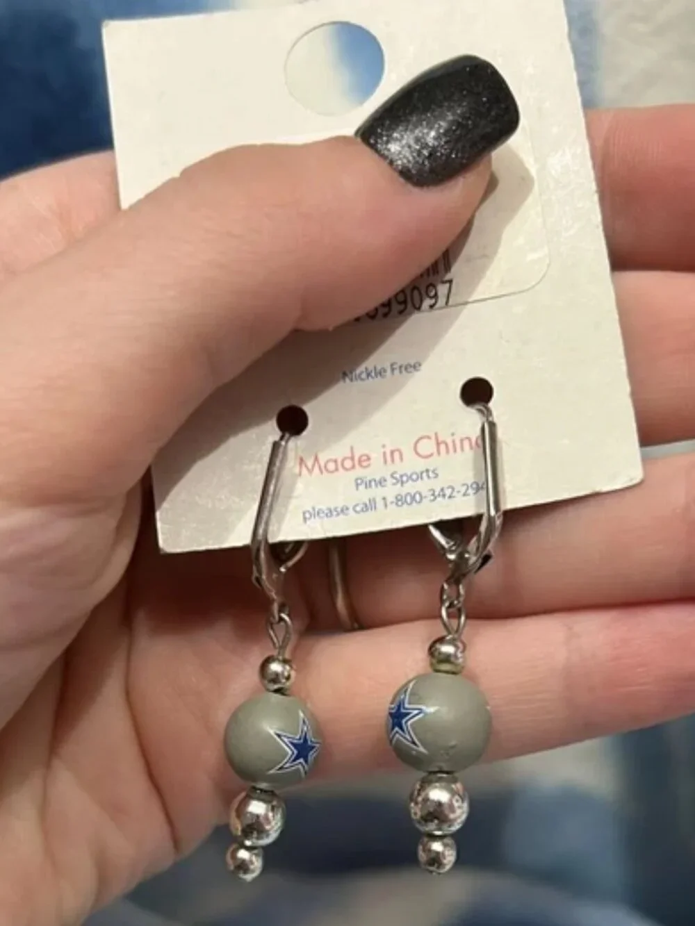 NFL Dallas Cowboys Beaded Leverback Dangle Earrings NWT